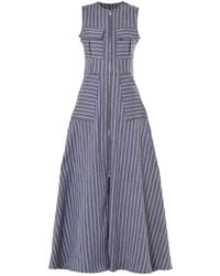 Metamorph - Long Denim Striped Dress - Lyst