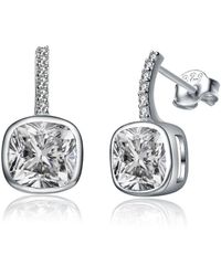 Genevive Jewelry - Cubic Zirconia Sterling Square Drop Earrings - Lyst