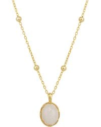 Spero London - Moonstone Sterling Pendant Necklace With Beaded Chain - Lyst