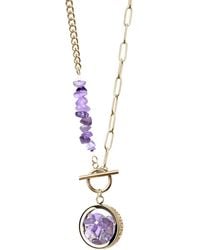 My Little Nature - Amethyst Necklace With Beaded Amethyst Chain – -Plated Jewelry, Toggle Clasp, Birthstone Necklace - Lyst