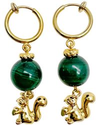 Farra - Malachite With Squirrel Dangle Earrings - Lyst