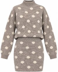 Girl In Mind - Immie Polka Knit Mini Skirt Marl - Lyst