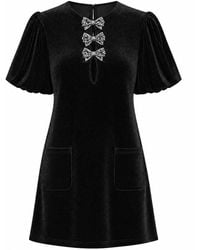 Yumi' - Velvet Embellished Bow Tunic Dress - Lyst