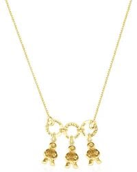 Unaloe - Vermeil Necklace With Three Baby Charms – Hammered Child Silhouette Pendants, Personalised Family Keepsake Jewellery - Lyst