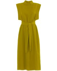 Julia Allert - Stylish Straight Dress With Belt Mustard - Lyst
