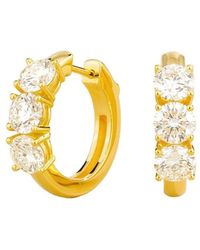 Juvetti - Tres Diamond Three-Stone Huggie Hoop Earrings - Lyst