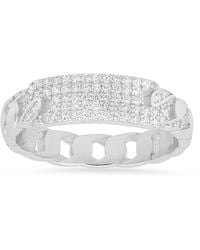 Kylie Harper - Petite Curb Chain Diamond Cz Id Ring - Lyst