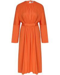 NAZLI CEREN - Martha Open Back Cotton Dress In Orange - Lyst