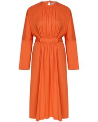 NAZLI CEREN - Martha Open Back Cotton Dress In Orange - Lyst