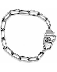 Jagged Halo Jewelry - Love Bond Handcuff Chain Anklet Stainless Steel Rhodium Plating - Lyst