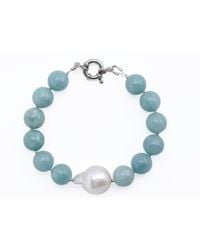 Silver Moon - Sterling Bracelet Whisper With Light Gemstones And Baroque Pearl - Lyst