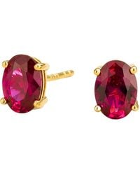 Juvetti - Ova Gold Earrings Set With Ruby - Lyst