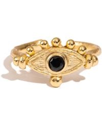 Ebru Jewelry - Mystic Onyx Evil Eye Adjustable Band Ring - Lyst