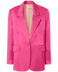 AGGI by HALEWSKI - Bellamy Satin Barbie Pink Blazer - Lyst