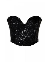 AGGI by HALEWSKI - Lara Obsidian Sequined Corset - Lyst