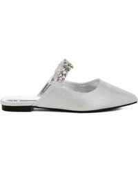 Rag & Co - Magnum Diamante Strap Glitter Mules - Lyst