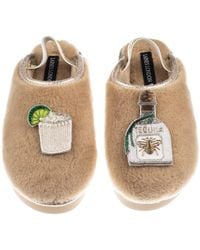 Laines London - Neutrals Flatform Cloud Closed Toe Slippers With Agave Tequila Brooches - Lyst