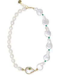 Vintouch Italy - The Eye-Plated Emerald & Pearl Statement Necklace - Lyst