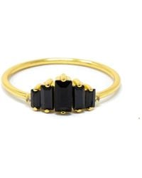 NASI SILVER - Aaliyah Baguette Ring- Onyx - Lyst