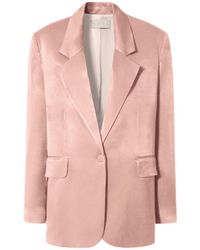 AGGI by HALEWSKI - Bellamy Satin Interface Tan Blazer - Lyst
