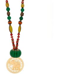 Ebru Jewelry - Colorful African Beaded Filigree Gold Elephant Pendant Necklace - Lyst