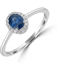 Artisan - Natural Sapphire And Diamond Halo Ring - Lyst