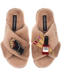 Laines London - Neutrals Classic Laines Slippers With Nail Tech Brooches - Lyst