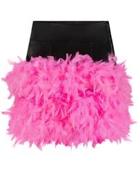 Úchè - Mini Leather Feather Trim Skirt - Lyst