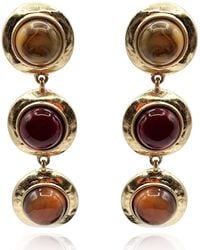 Michael Nash Jewelry - Neutrals Violetta Three Stone Carnelian And Amber Resin Pierced Earrings - Lyst