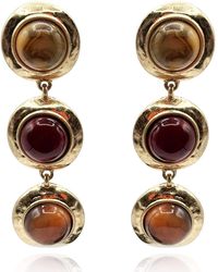 Michael Nash Jewelry - Neutrals Flora Three Stone Carnelian & Amber Resin Pierced Earrings - Lyst