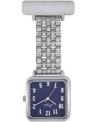 Bermuda Watch Company Annie Apple Blue & Link Square Nurse Fob Watch - Metallic