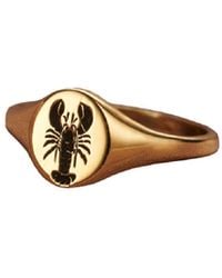 Posh Totty Designs - Yellow Gold Plated Lobster Signet Ring - Lyst