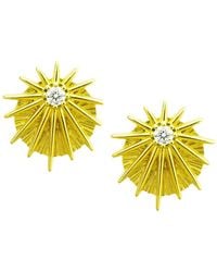 Maison De Gala - Tone Starburst Stud Earrings With Center Crystal - Lyst