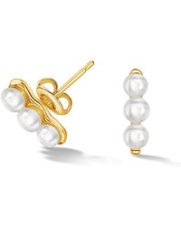 Dower & Hall - Timeless Triple Pearl Bar Studs - Lyst
