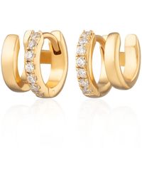 Scream Pretty - Illusion Double Huggie Earrings With Clear Stones - Lyst