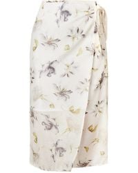 Italia A Collection - Neutrals Floral Wrap Pencil Skirt - Lyst