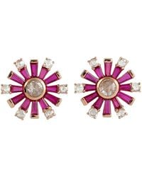 Artisan - Ruby & Diamond Sunburst Stud Earrings - Lyst