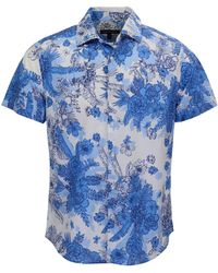 lords of harlech - Scott Mono Floral Printed Button Up Shirt - Lyst