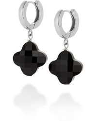 Nellou Jewellery - Clover Gem Hoop Earrings Agate Sterling - Lyst
