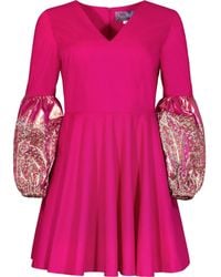 Manimekala Pink Mini Dress With Sparkle Balloon Sleeve