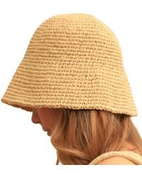 Springmoonatelier - Neutrals Bucket Raffia Hat - Lyst