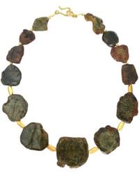 Way to Chic - Raw Gemstone Statement Necklace With Chalcedony & Plated Elements - Lyst