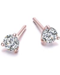 Genevive Jewelry - Rose Cubic Zirconia Studs Three Prongs Martini Earrings - Lyst
