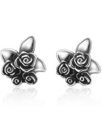 Unaloe - Sterling Rose Stud Earrings – Floral Carved Leaf Design – Handmade Italian Jewelry For - Lyst