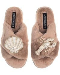 Laines London - Classic Laines Slippers With Pearl Beaded Lobster & Shell Brooches - Lyst