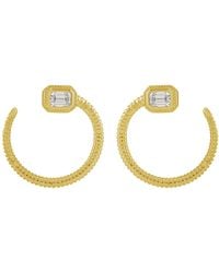 Artisan - 14K Emerald Cut Diamond Textured Stud Earrings - Lyst