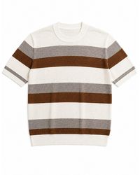 Vayla - Neutrals & Mocha Short Sleeve Striped Knitted Top - Lyst