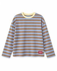 Mind Traveler - Striped Núria Long Sleeve Top With Contrast Neck - Lyst