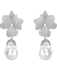 LÁTELITA London - Baroque Pearl White Flower Drop Earrings Silver - Lyst