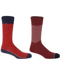 Peper Harow - Made in England - Apple Pin Polka & Garnet Chevron Socks 2 Pack - Lyst